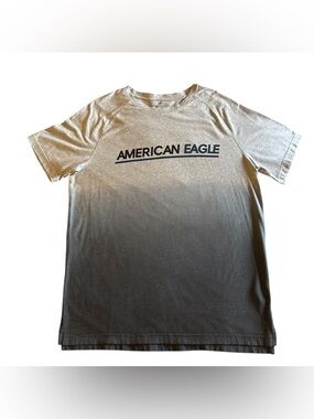 American Eagle Men’s Gray Ombre Raglan Graphic T-Shirt Large Modern Utility